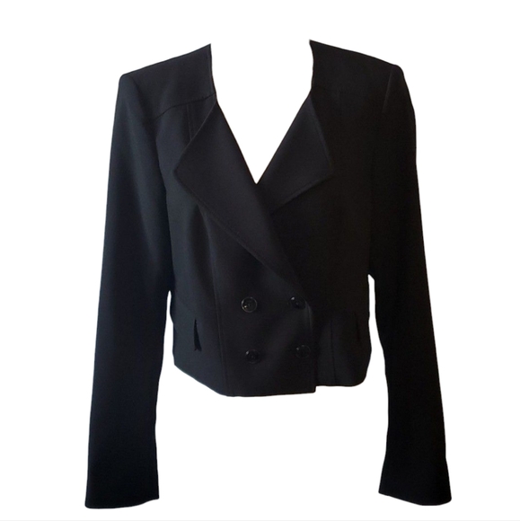 White House Black Market Jackets & Blazers - White House Black Market LS Double Breasted Button Cropped Blazer Black Size 10